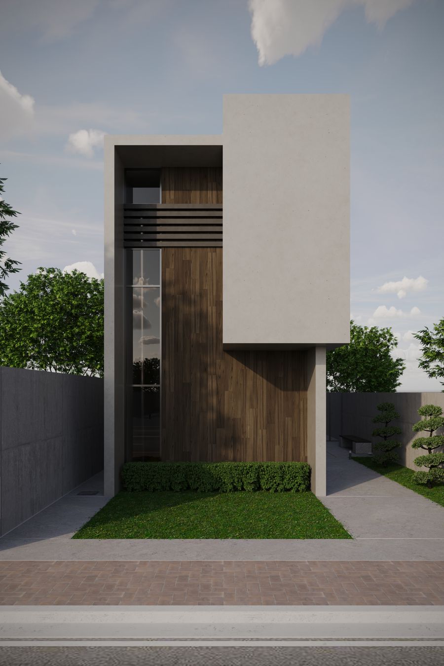 Harbor View Residence, a minimalist single-family home with concrete and wood cladding